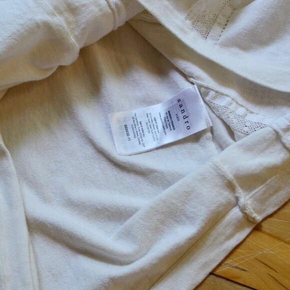 Sandro Paris Lace Silk Cashmere Blend Cream Knit Sweater Size 1 US XS/S - Picture 5 of 8